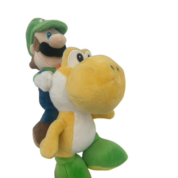 Luigi Riding Yoshi Stuffed Plush 8” Sanei Little Buddy Fast Shipping - Picture 8 of 11
